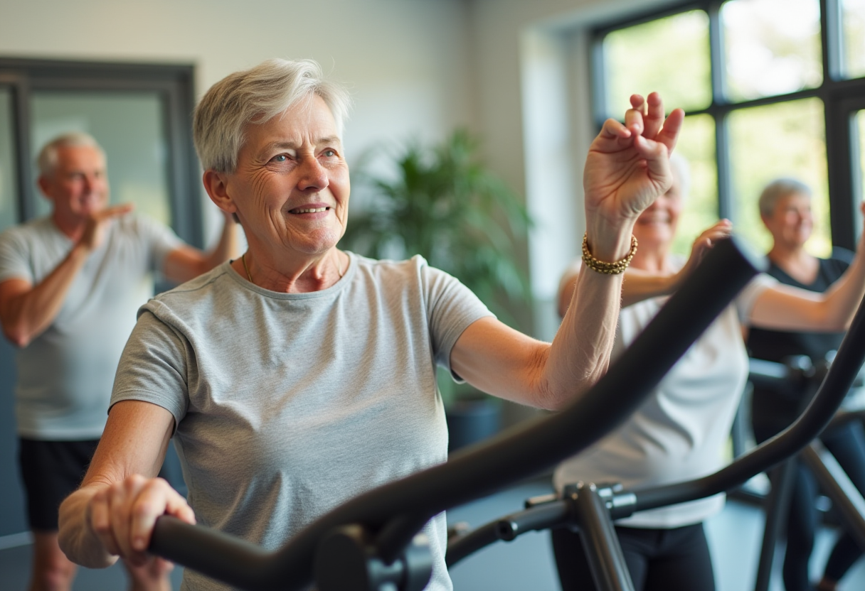 Професионален треньор консултира възрастна жена